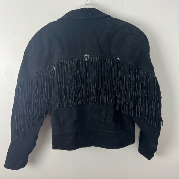 Vintage Conch Shells Suede Leather Fringe Jacket - Picture 8 of 9